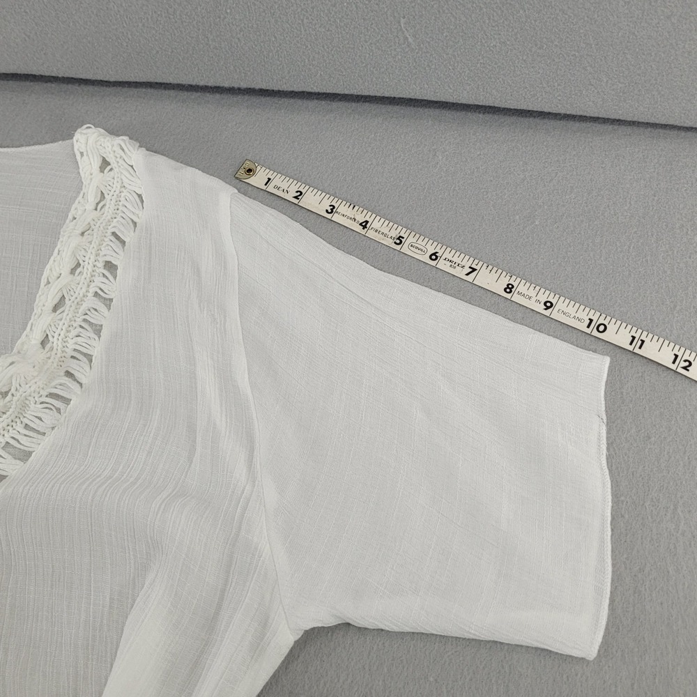 White Swim Cover Up Dress Crochet Lace V-Neck White Midi 0XL - Picture 7 of 9